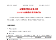 华夏银行：2024年度每股派0.305元（含税） 6月26日除权除息