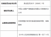 因未按照规定使用经备案的保险条款、保险费率 人保财险恩施州分公司被罚20万元